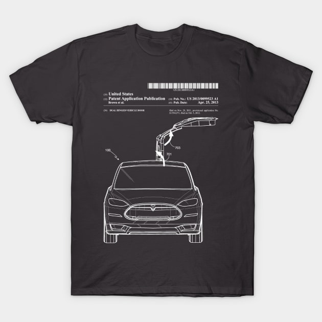 Model X Door Patent Art T-Shirt by elonscloset